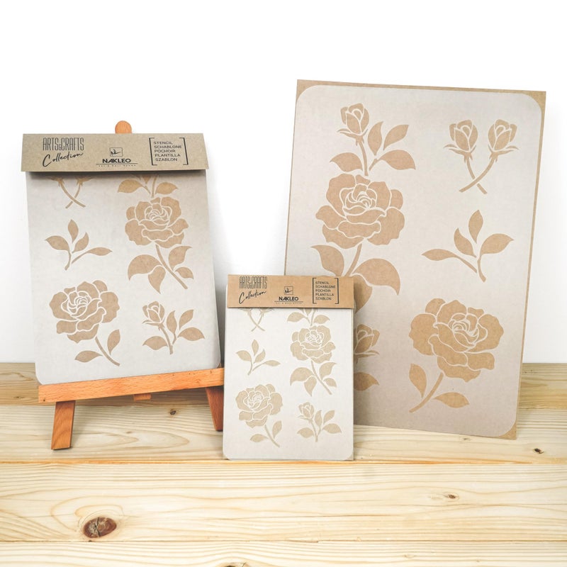 NAKLEO Painting Stencil for Crafts A5 5.9â€ x 8.3â€, Rose Flower Bloom Pattern, Reusable Plastic DIY & Scrapbooking Drawing Template, Decoupage Art Home Decor, Wall Wood Fabric Furniture - Image 4